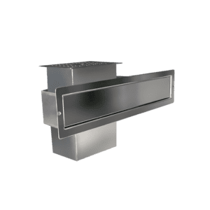 Rectangular skimmer in stainless steel